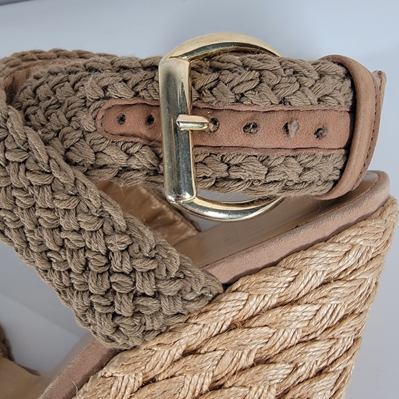 Stuart Weitzman Platform Wedge Espadrille Sandals in Tan, Size 8.5 - Picture 3 of 10